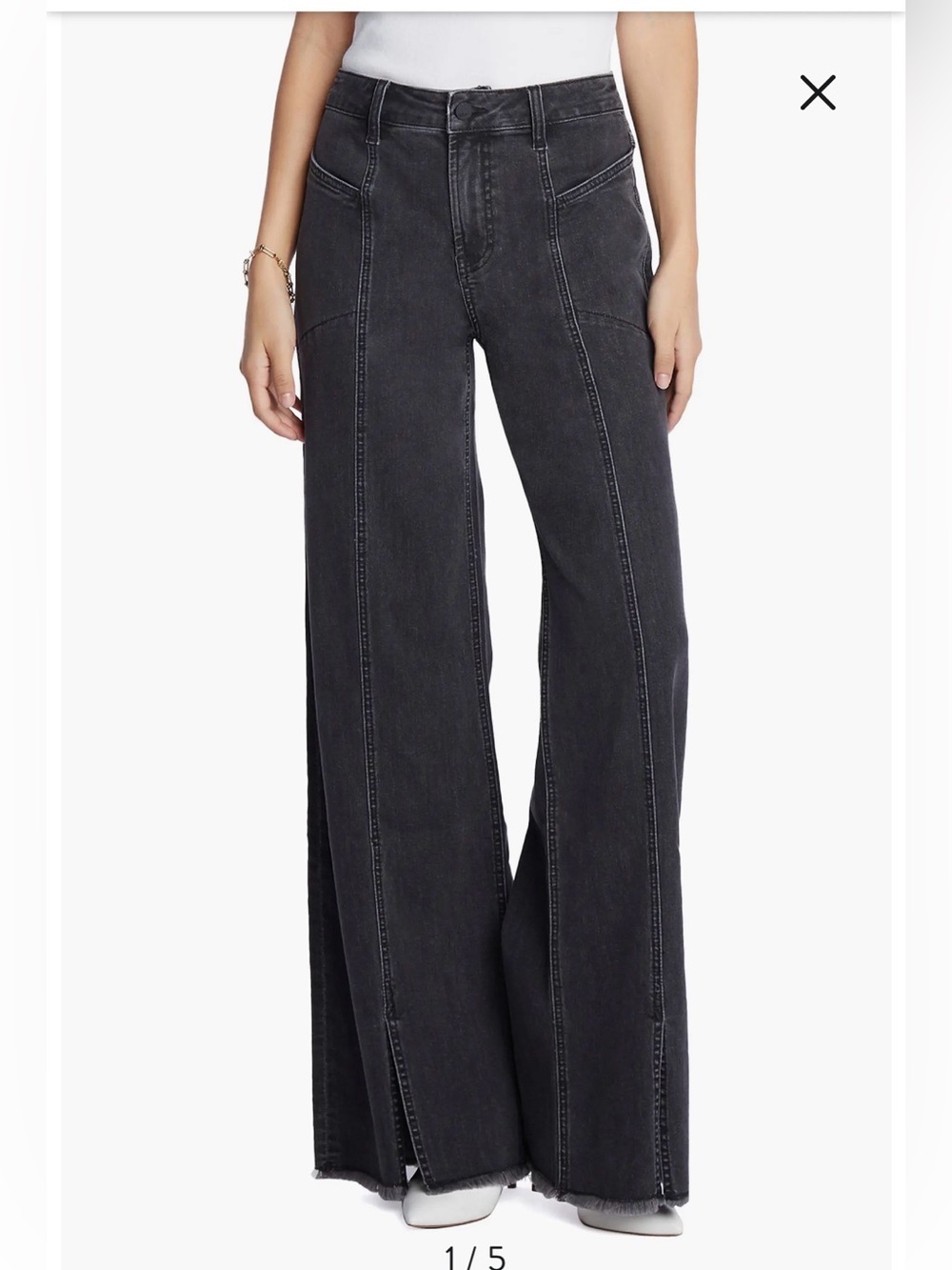 Wash Lab Front Slit  Wide Leg Flare Jeans 25 Sailor Y2K Vintage Streetwear